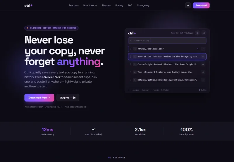 ctrl+: website (desktop)