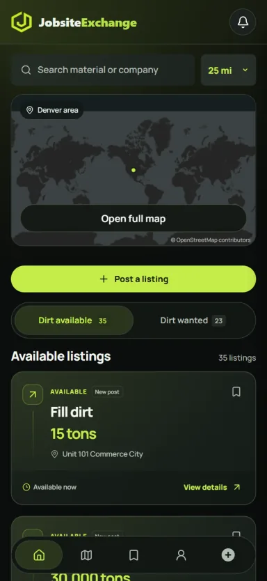 JobsiteExchange: user-supplied marketplace screenshot