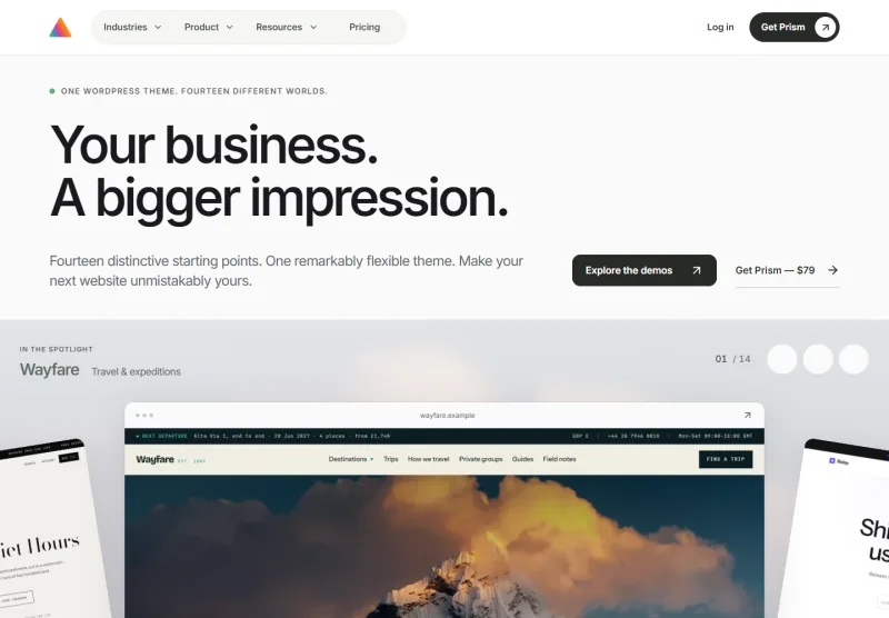 PrismWP: website (desktop)