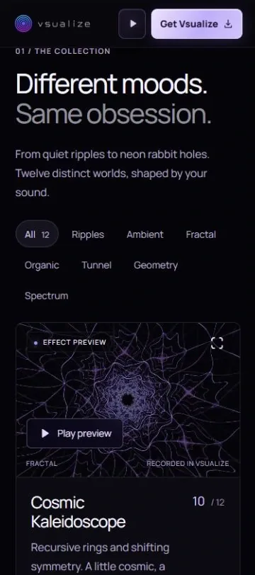 vsualize: cosmic kaleidoscope effect collection (mobile)